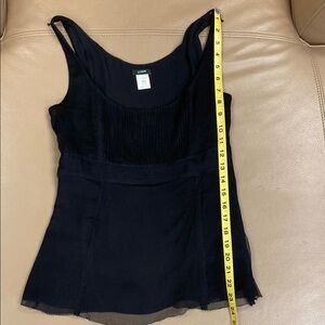 J. Crew Black Silk Sleeveless Pintuck Top Size 2